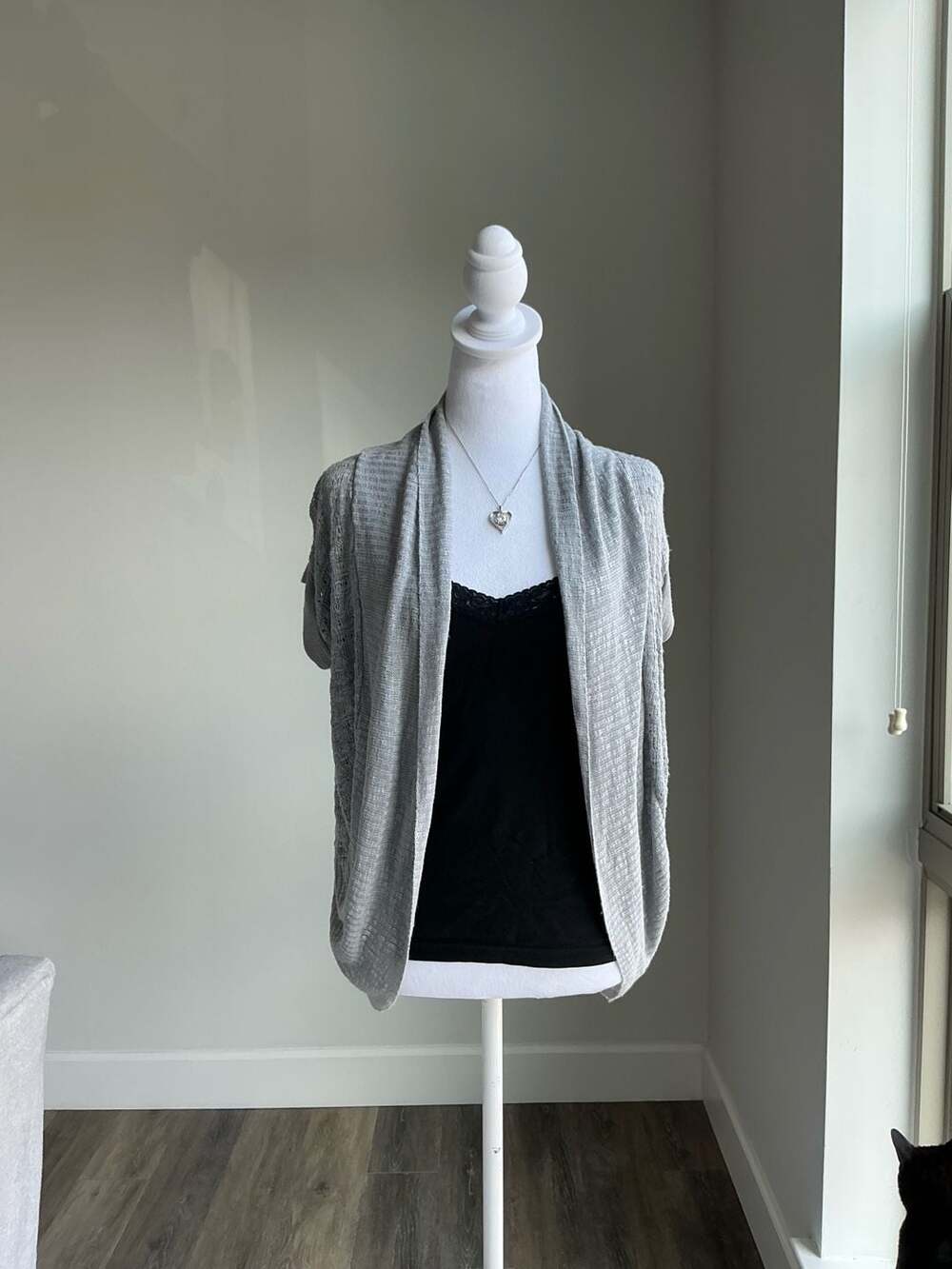 VTG 2000s Say What Gray Open Front Cardigan Size Medium
